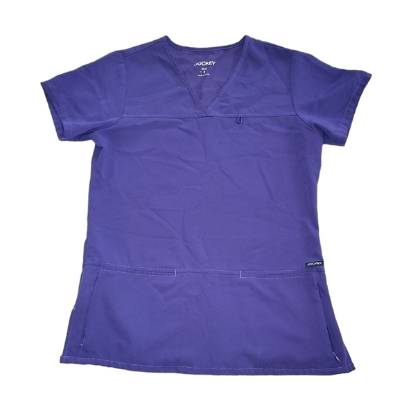 Jockey scrub top size small Purple, v neck, zipper pockets - Picture 1 of 9